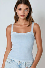 Nikibiki Vintage Square Neck Ribbed Top