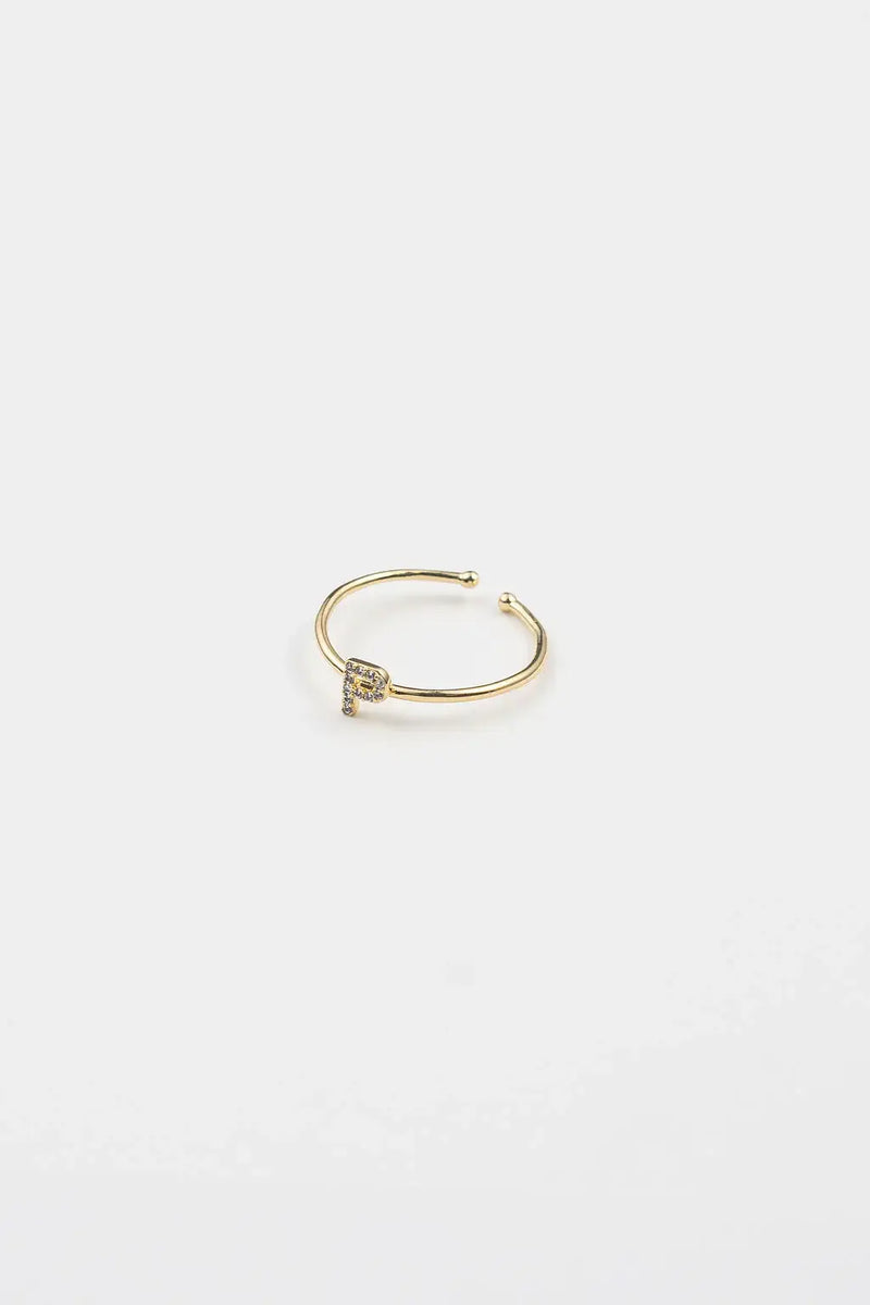 18K Gold Shiny Adjustable Initial Ring - Set of 16