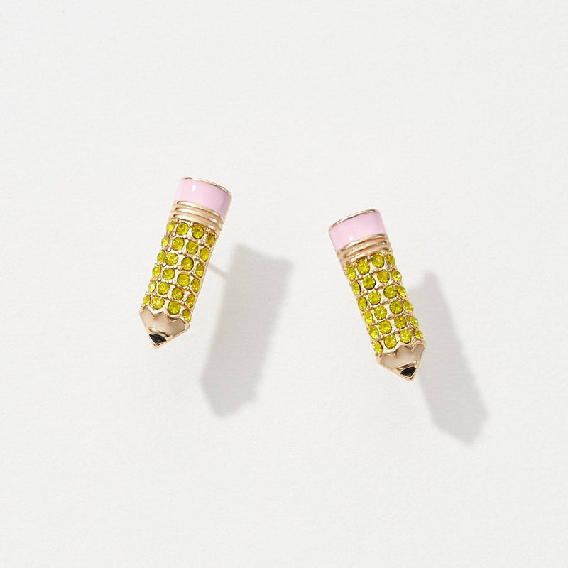 Pave Pencil Post Earrings