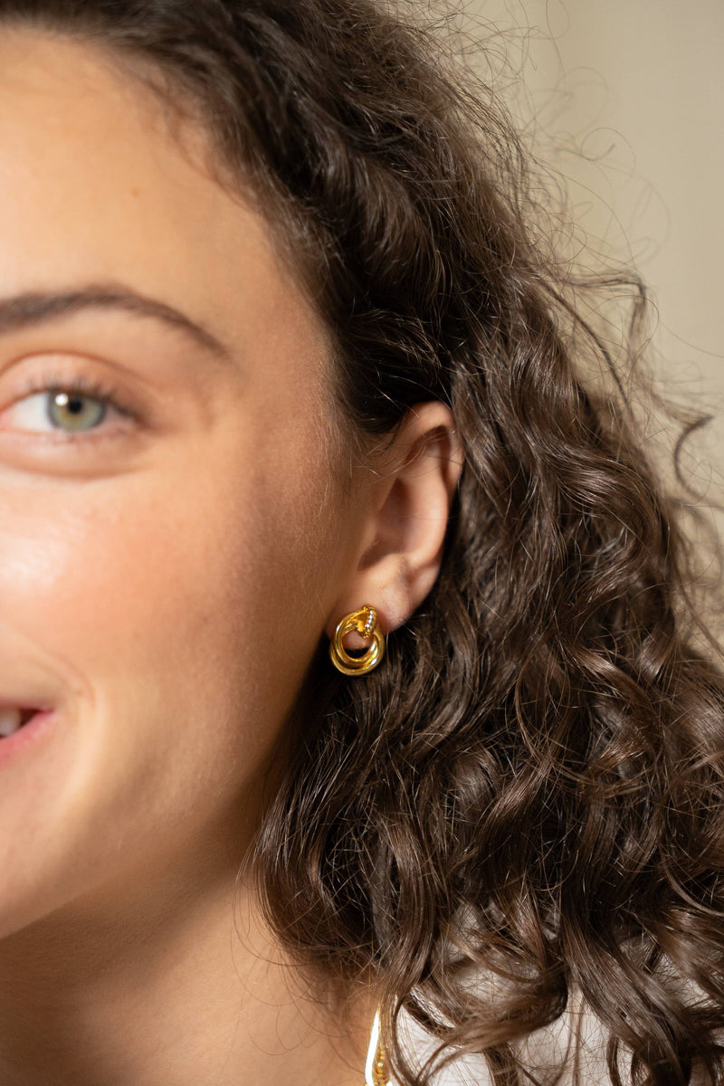 18k Gold Looped Duo Studs