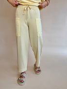 butter yellow pants, summer pants, trendy pants,  fashion, boutique, barrel, barrel sweatpants