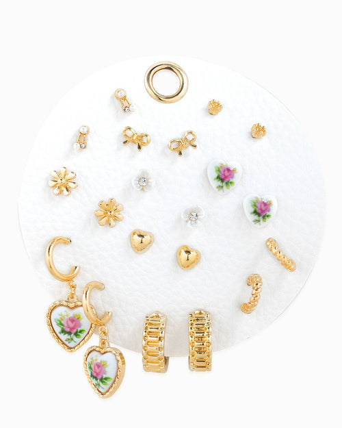 Ceramic Heart Mix Variety Earring Set of 10