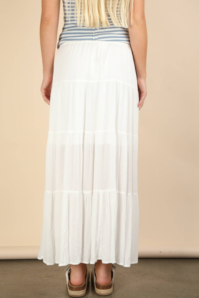 Tiered Layers Woven Midi Skirt