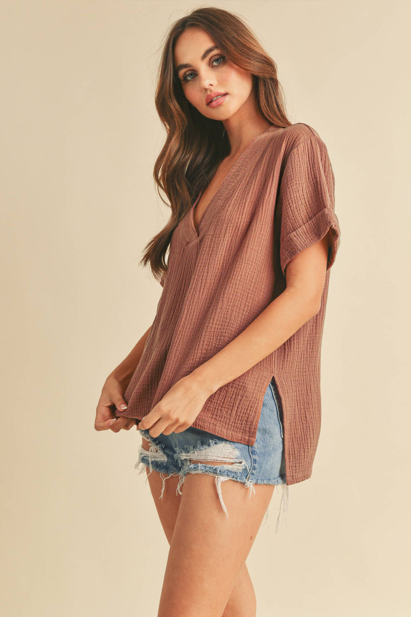 Ellen V- Neck Linen Top