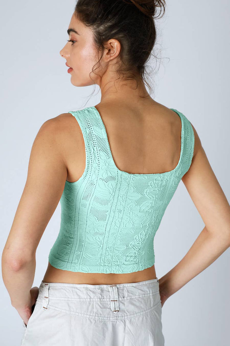 Nikibiki Double Lace Square Crop Top