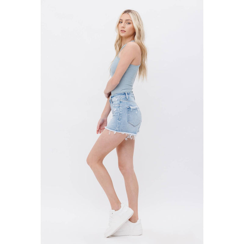 Mica High Rise Cutoffs: Light Wash