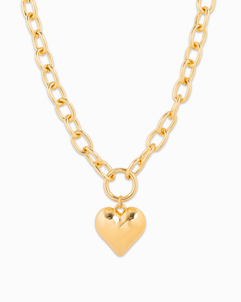 Puffy Heart Chunky Oval Chain Necklace