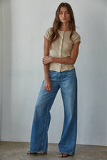 Ribbed Button Down Knit Cardigan Top