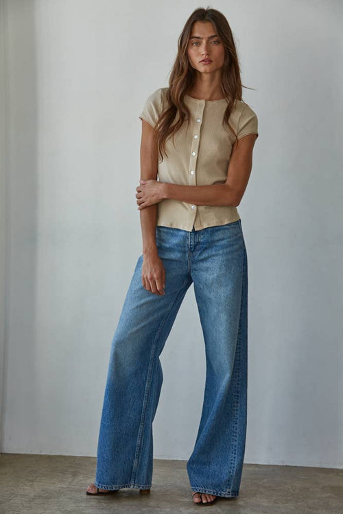Ribbed Button Down Knit Cardigan Top