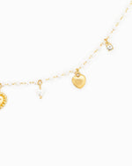 Vintage Puffy Heart Valentine's Pearl Mix Chain Necklace