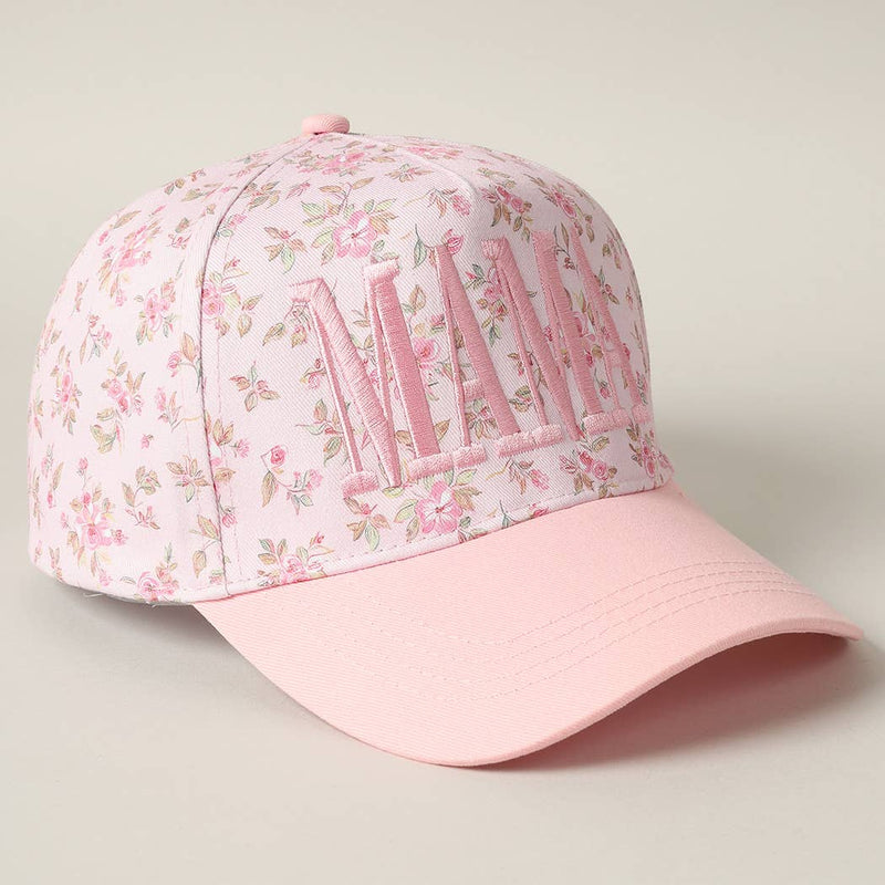 MAMA Embroidered Flower PatternTrucker Hat