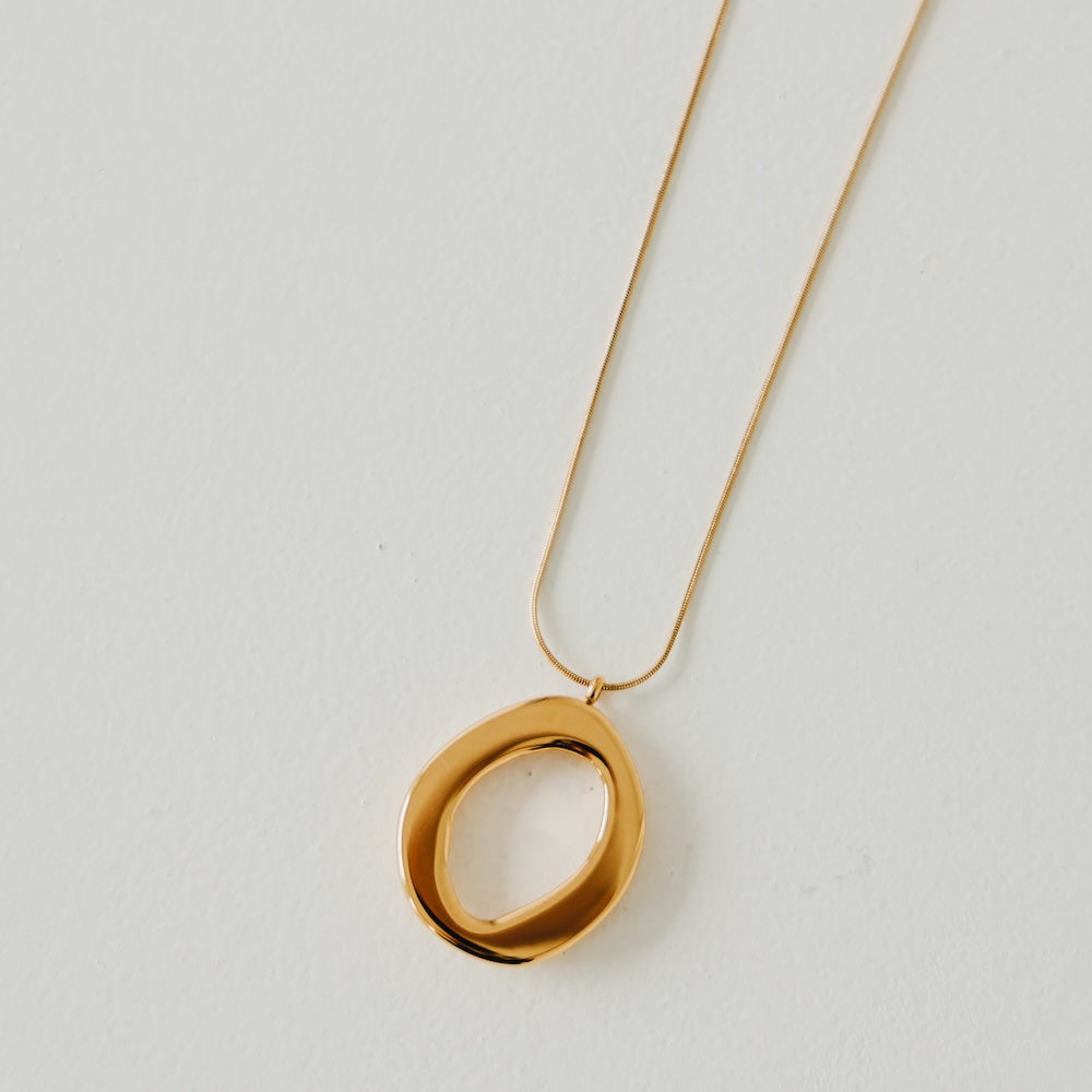 Camille Open Circle Statement Necklace - WATERPROOF-Necklace-Pretty Simple