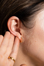 18k Gold Pave Shine Double Hoops