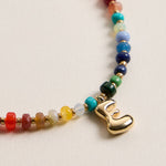Colorful Beaded Necklace with Gold Letter Initial