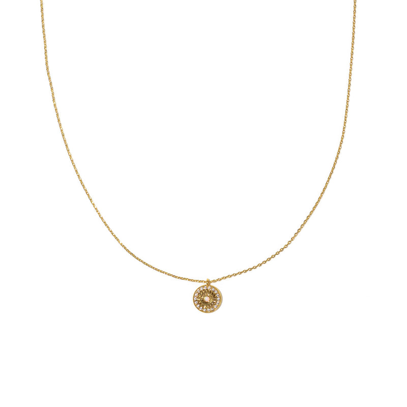 18K Gold Sun Opal Pendant Necklace