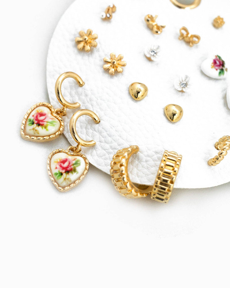 Ceramic Heart Mix Variety Earring Set of 10