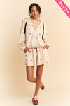 PLUS Ribbon Embroidery Zip Front Jacket: Cream