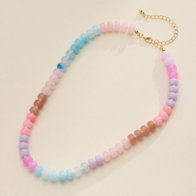 Colorful Beaded Necklace with Gold Clasp