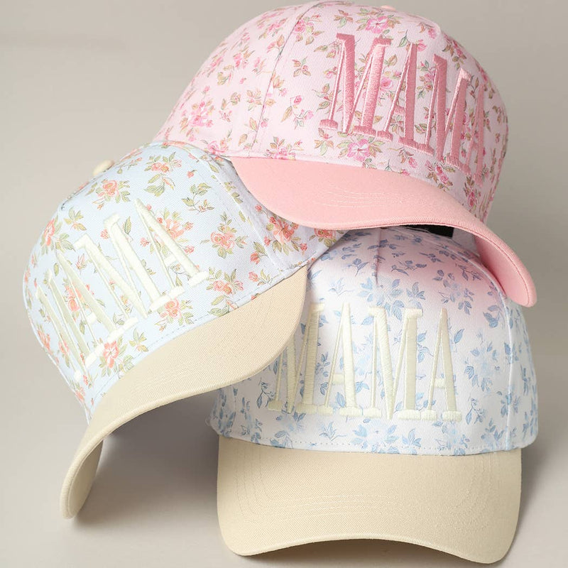 MAMA Embroidered Flower PatternTrucker Hat