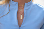 Waterproof Gold Initial Bar Pendant Necklace