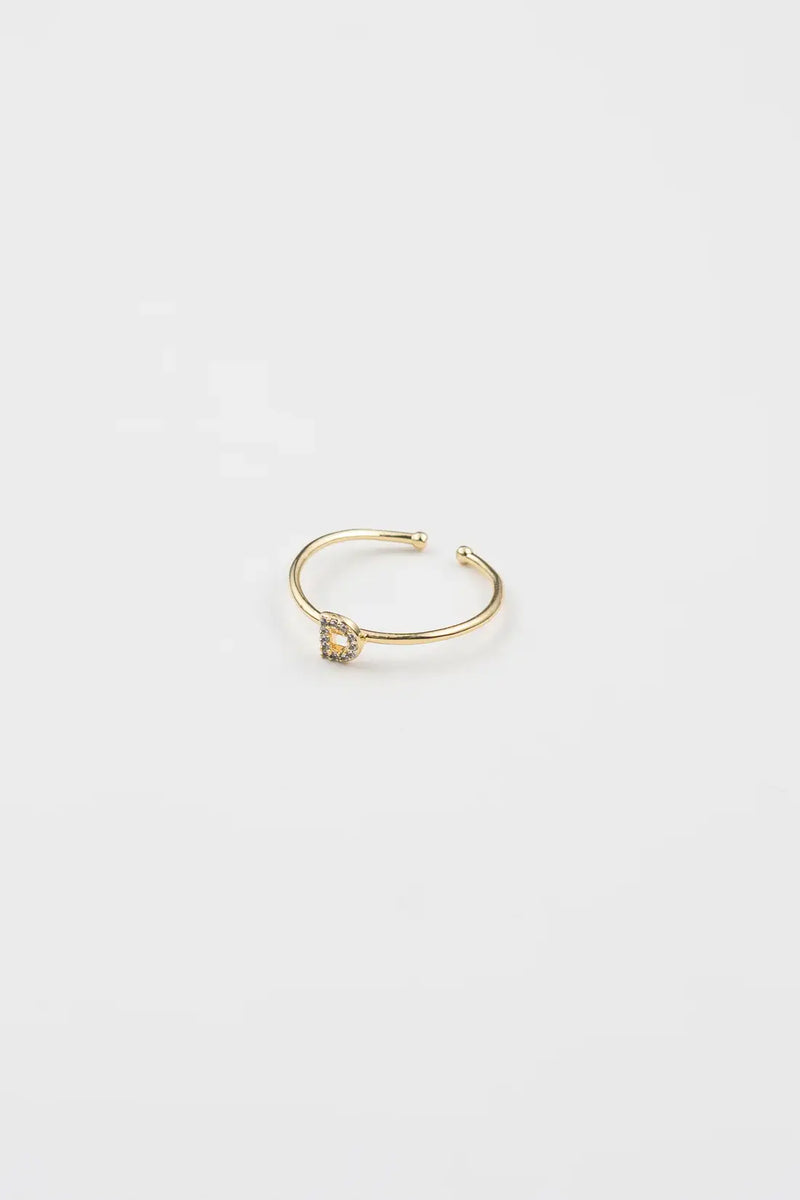 18K Gold Shiny Adjustable Initial Ring - Set of 16