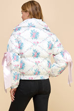 CJ6546-Floral Puffer Jacket: White / S