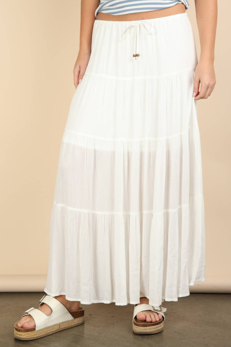 Tiered Layers Woven Midi Skirt