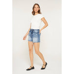 Mica Super High Rise Raw Hem Mid Length Shorts