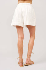 23254SET - Linen Blend Seashell Embroidered Button-Up Set: OFF WHITE / S