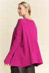 Classic V Oversized Tunic Sweater: Berry