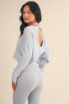 Cotton Slub Cutout Back Long Sleeve Layering Top
