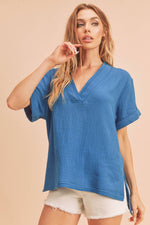 Ellen V- Neck Linen Top