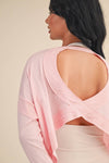 Cotton Slub Cutout Back Long Sleeve Layering Top