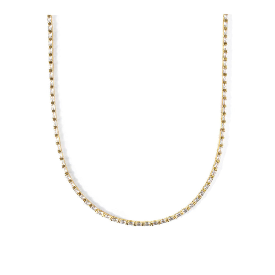 18K Gold Baguette Tennis Necklace