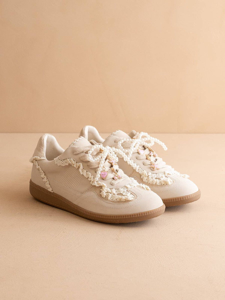 The April Cream Lace-Trimmed Retro Sneaker