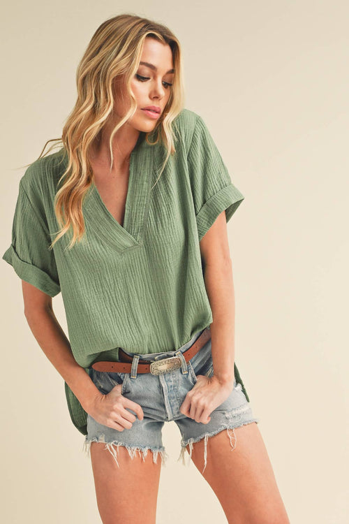 Ellen V- Neck Linen Top