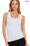 Kelly 2 Way Neckline Washed Ribbed Cropped Tank Top