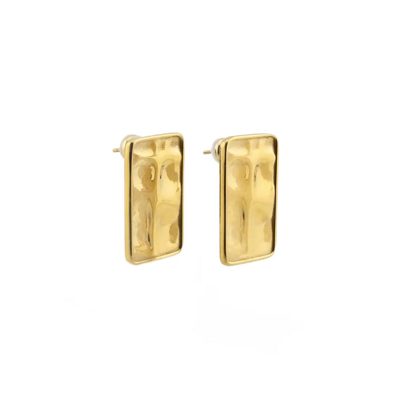 Waterproof Gold Statement Rectangular Earrings