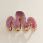Wavy Matte Claw Clip with Gold Accents