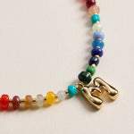 Colorful Beaded Necklace with Gold Letter Initial