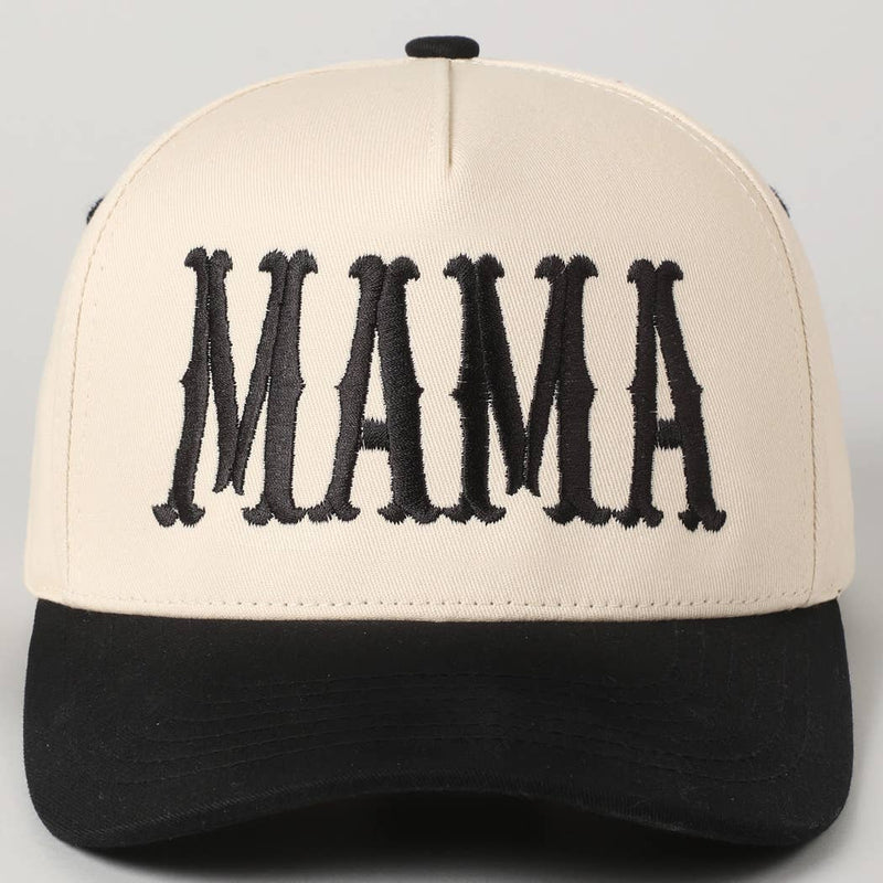 MAMA Typographic Design Embroidery Baseball Cap: Denim / ONE SIZE