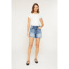 Mica Super High Rise Raw Hem Mid Length Shorts