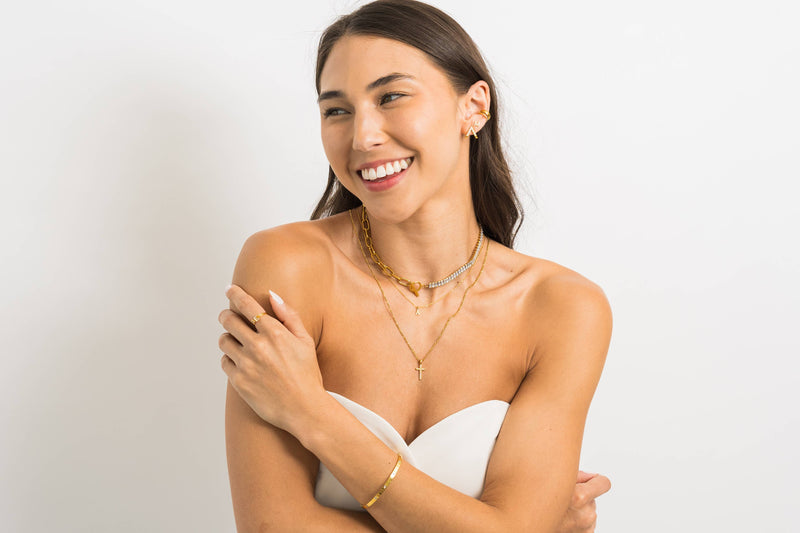 Waterproof Dainty Love Initial Necklace Set X 16:NEW
