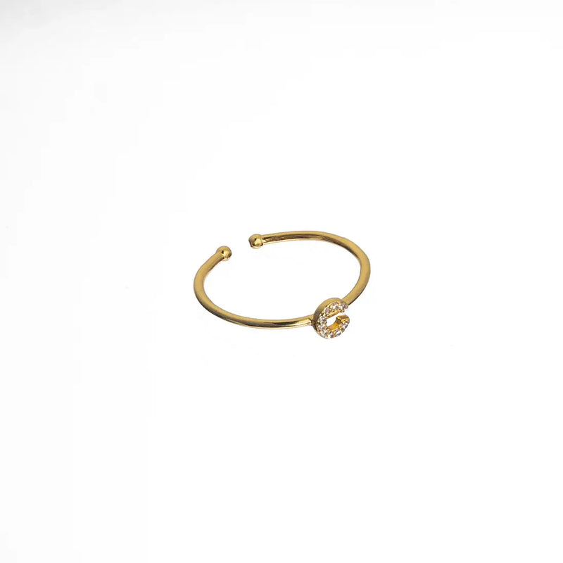 18K Gold Shiny Adjustable Initial Ring - Set of 16