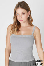 Nikibiki Vintage Square Neck Ribbed Top