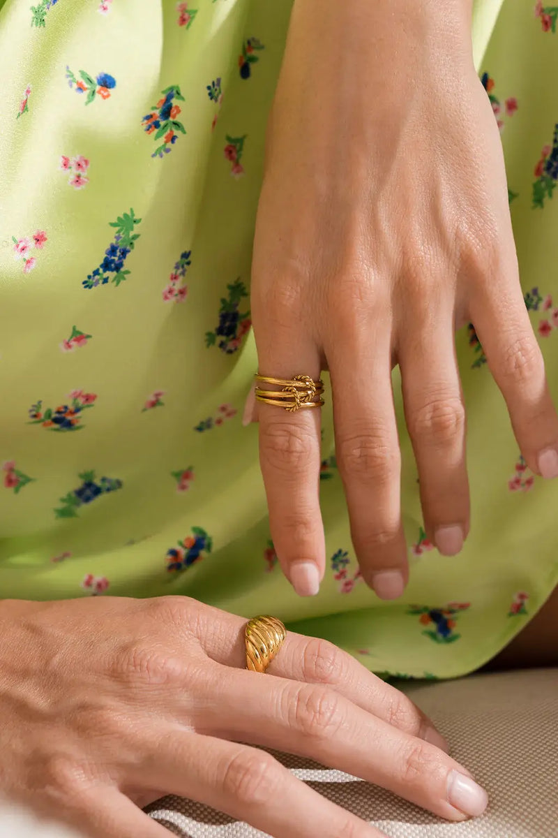 Waterproof Gold Triple Stacked Ring