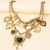 Assorted Pearl And Heart Charms Statement Necklace