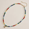 Colorful Beaded Necklace with Gold Letter Initial