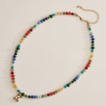 Colorful Beaded Necklace with Gold Letter Initial