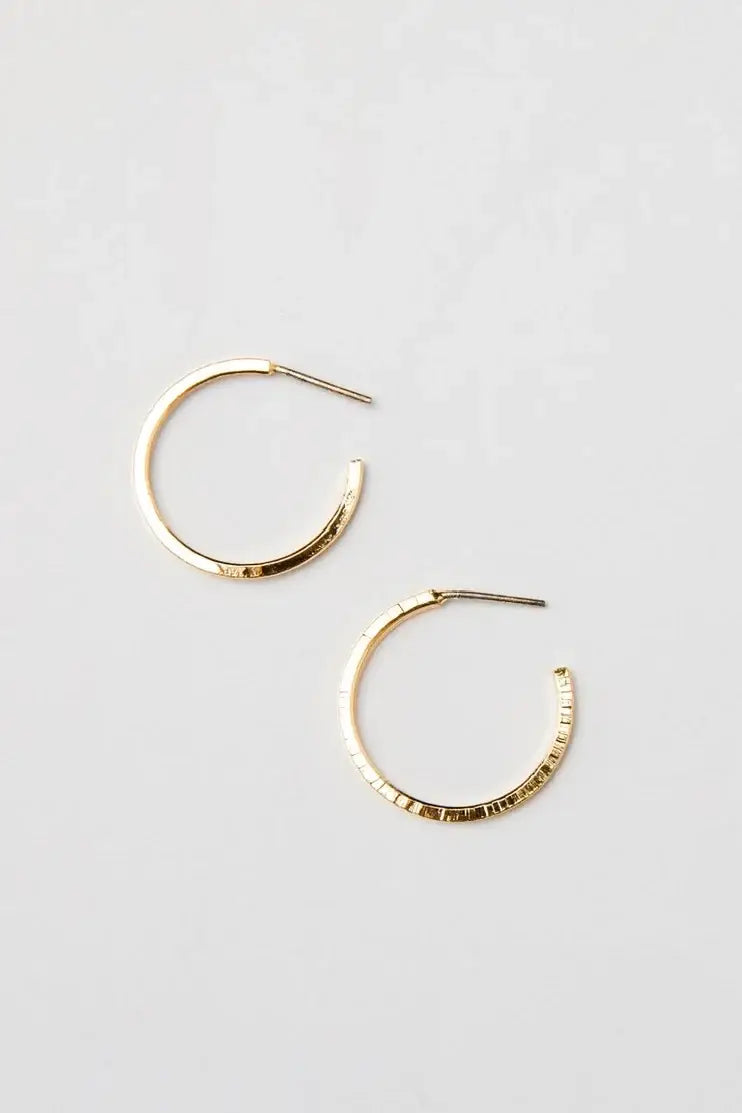 24K Gold Mini Thin Hammered Hoops